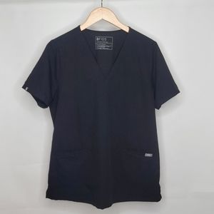 FIGS Three Pocket Scrub Top Technical Collection V-neck Black Large FW1100
